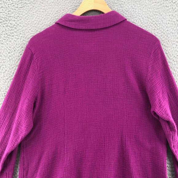 Soft Surroundings Top Womens Extra Large Purple Button Up Gauzy Tie 3/4 Sleeves - Picture 3 of 9
